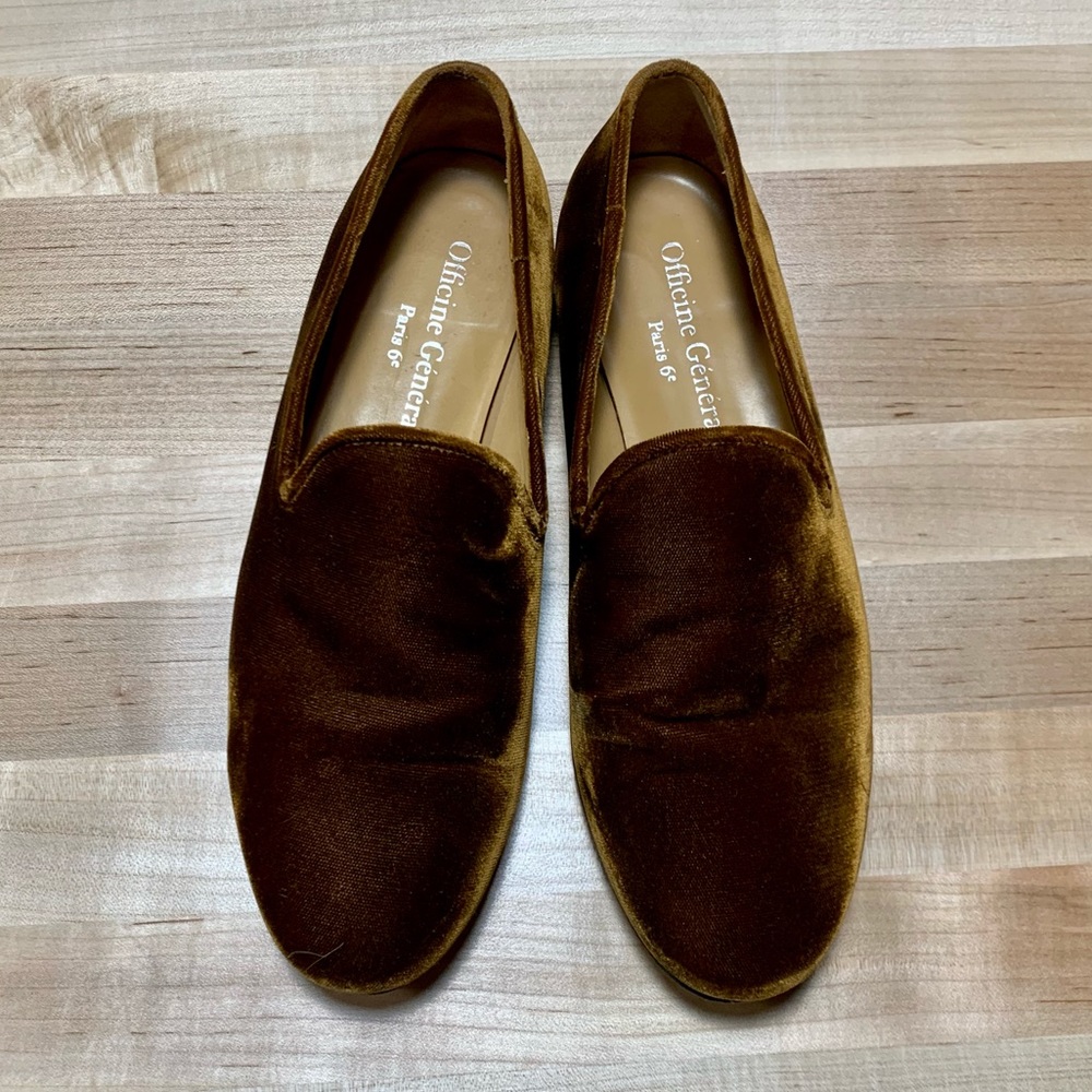 Officine Generale Paris Brass Brown Suede Loafers 38